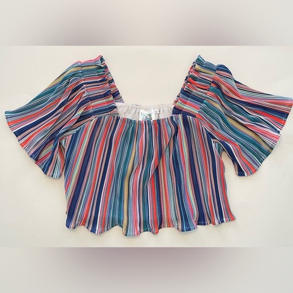 NWT Queen of Sparkles Red Rainbow Flutter Top - Picture 2 of 4